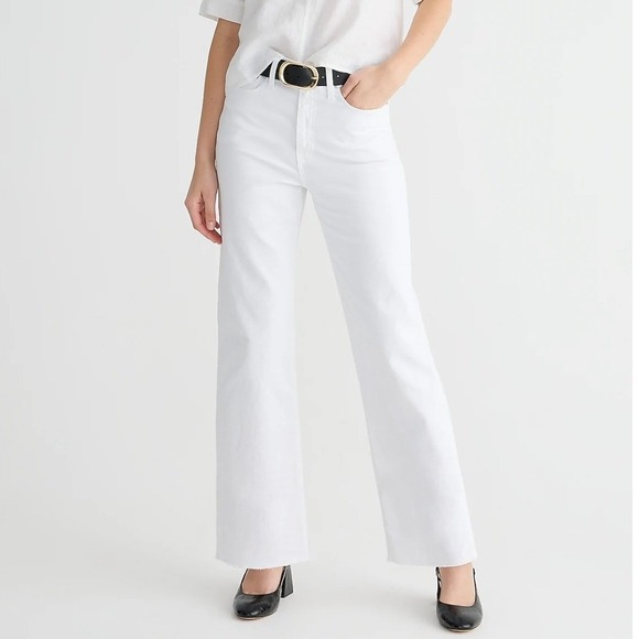 J.Crew Denim - J Crew Slim Wide Leg Jeans Winter White Wash Raw Hem Jeans Minimalist Preppy 29